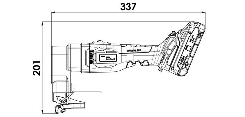 TruTool S 250 с аккумулятором LiHD 18 В, габаритный чертеж