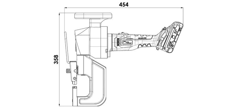 TruTool TF 350 с аккумулятором LiHD 18 В, габаритный чертеж