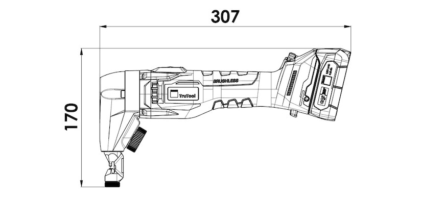 TruTool N 160 с аккумулятором LiHD 12 В, габаритный чертеж